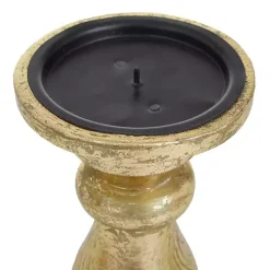 Gold Distressed Wood Candle Holders, Set of 3
