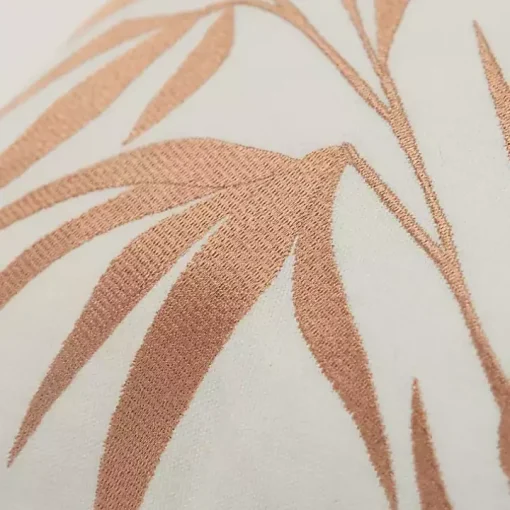 Gold Embroidered Botanical Throw Pillow