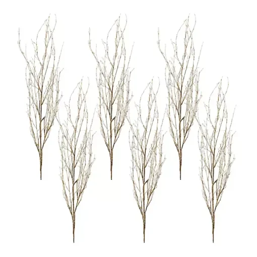 Gold Glitter Branch Stems, Set of 6
