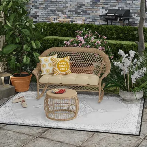 Gold Good Vibes Only Sunny Outdoor Pillow