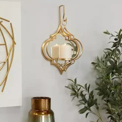 Gold Quatrefoil Mirrored Wall Sconce