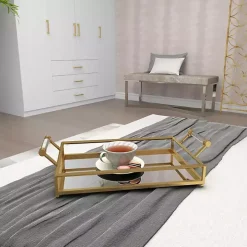 Golden Glammed Mirror Decorative Tray