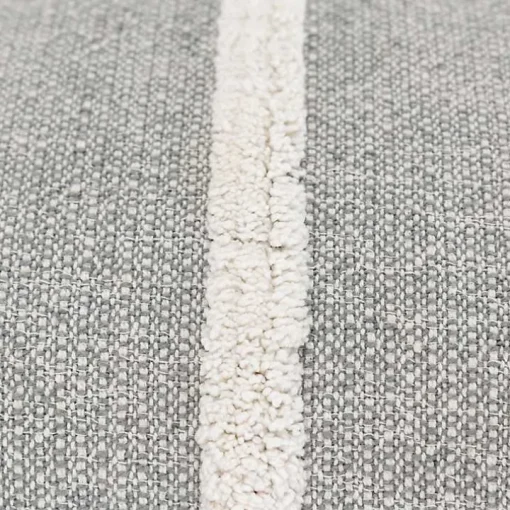 Gray and Ivory Artisanal Striped Lumbar Pillow