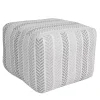 Gray and White Chevron Cotton Pouf