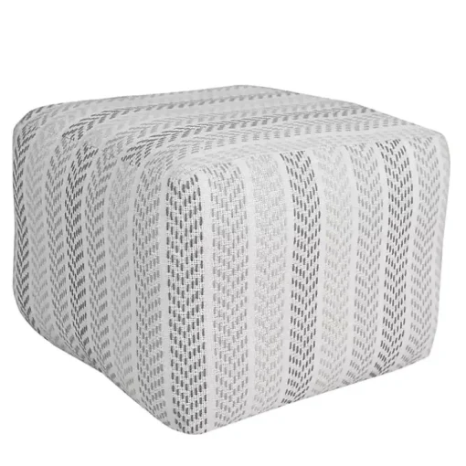 Gray and White Chevron Cotton Pouf