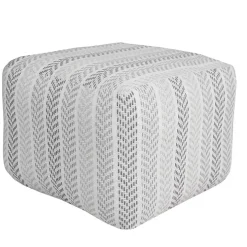 Gray and White Chevron Cotton Pouf