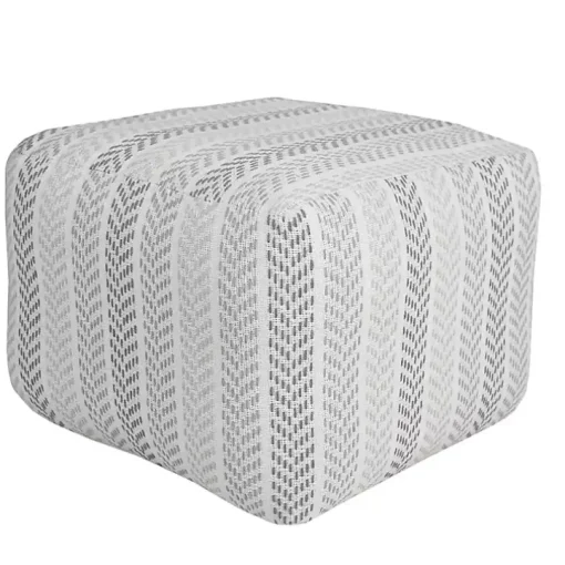 Gray and White Chevron Cotton Pouf