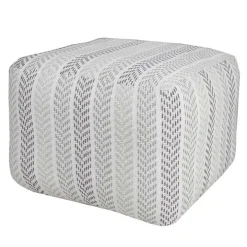 Gray and White Chevron Cotton Pouf