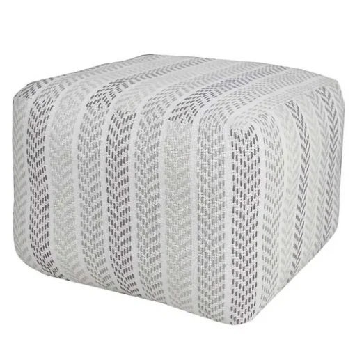 Gray and White Chevron Cotton Pouf