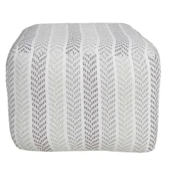 Gray and White Chevron Cotton Pouf