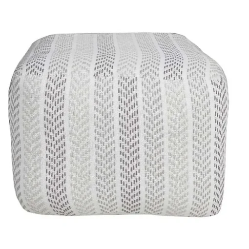 Gray and White Chevron Cotton Pouf