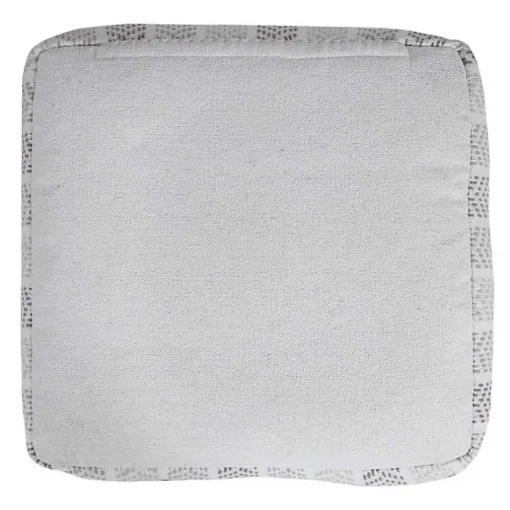 Gray and White Chevron Cotton Pouf