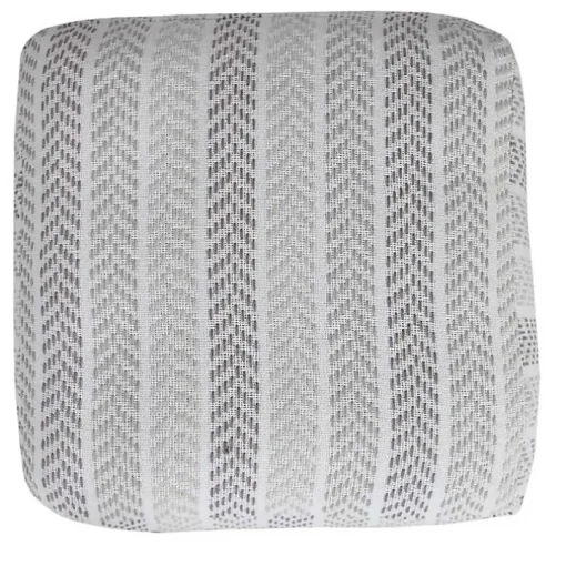 Gray and White Chevron Cotton Pouf