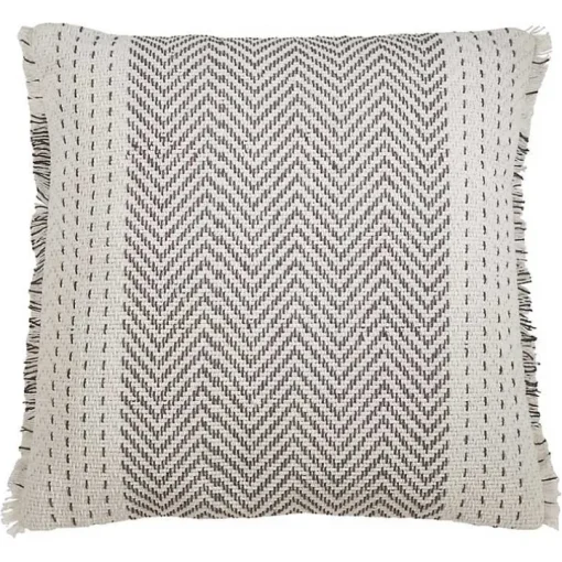 Gray and White Kantha Chevron Pillow