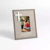 Gray Beaded Cross Picture Frame