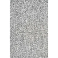 Gray Braided Area Rug with Tassels, 10x14