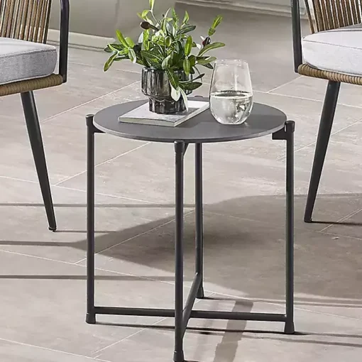 Gray Concrete Top Outdoor Cocktail Table