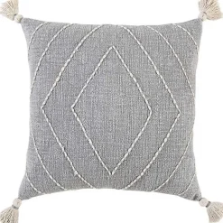 Gray Diamond Kantha Stitched Throw Pillow