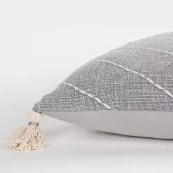 Gray Diamond Kantha Stitched Throw Pillow
