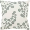 Gray Embroidered Floral Throw Pillow