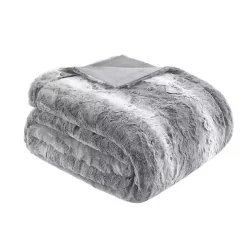 Gray Faux Fur Oversized Throw Blanket
