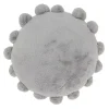 Gray Faux Fur Round Pom Pom Throw Pillow