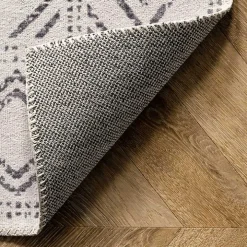 Gray Geometric Medallion Washable Area Rug, 4x6