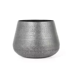 Gray Hammered Metal Retta Planter