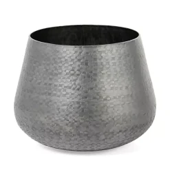 Gray Hammered Metal Retta Planter