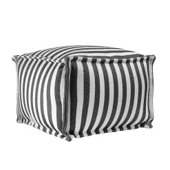 Gray Striped Outdoor Pouf