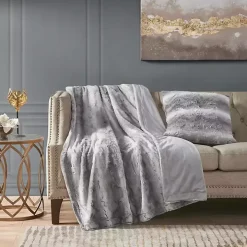 Gray Textured Faux Fur Pillow