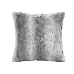 Gray Textured Faux Fur Pillow
