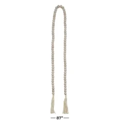 Gray Wood Beads Cream Tassel Garland