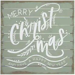 Green Merry Christmas Wood Slat Wall Plaque