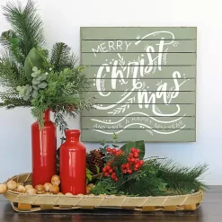 Green Merry Christmas Wood Slat Wall Plaque