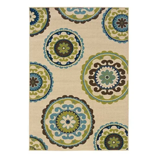 Green Suzani Capetown Area Rug, 5x7