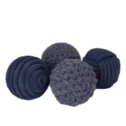 Handmade Navy Blue Jute Rope Orbs, Set of 4