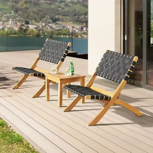 Honey Acacia Wood Low Slung 3-pc. Bistro Set