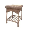 Honey Resin Wicker and Metal Accent Table