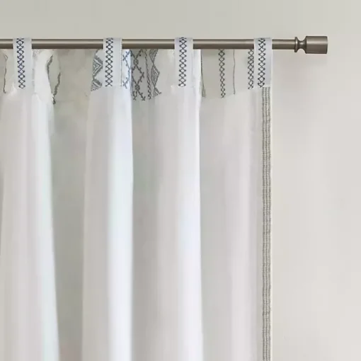 Imani Blue Chenille Stripe Curtain Panel, 84 in.