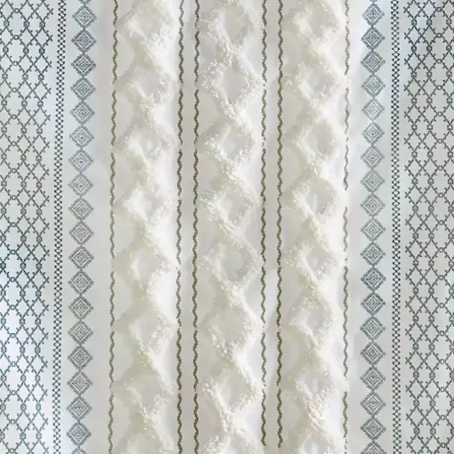 Imani Blue Chenille Stripe Curtain Panel, 84 in.