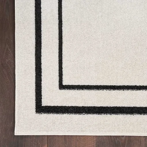 Ivory Bordered Indoor/Outdoor Area Rug, 6x9