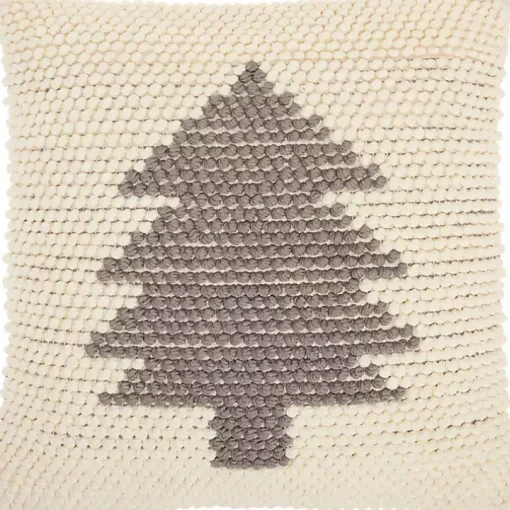 Ivory Christmas Tree Loop Throw Pillow