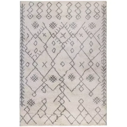 Ivory Geometric Area Rug, 5x8