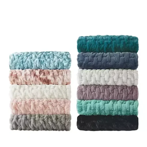 Ivory Ruched Fur Throw