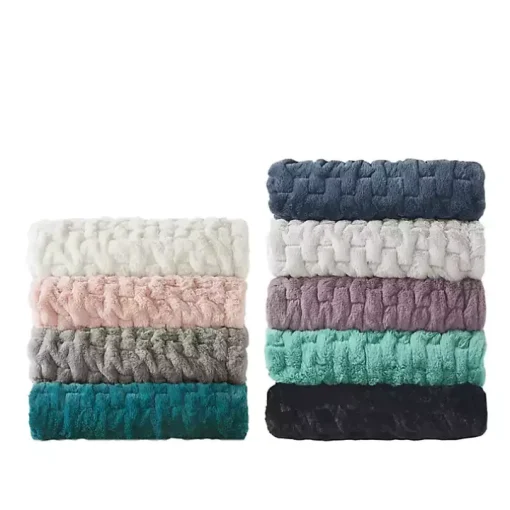 Ivory Ruched Fur Throw