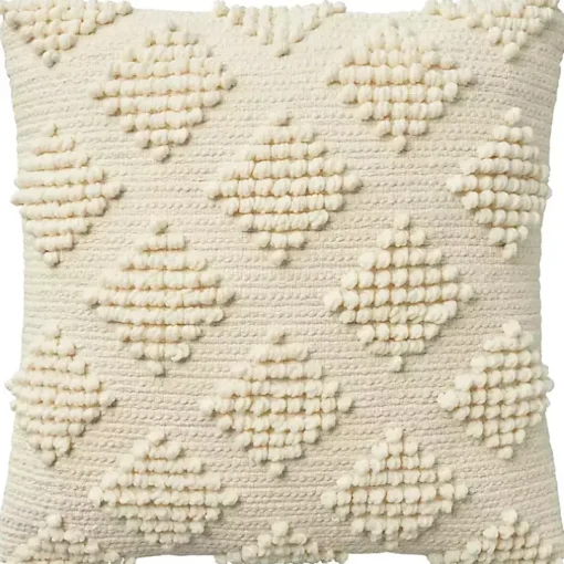 Ivory Woven Diamond Pillow