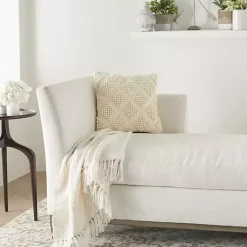 Ivory Woven Diamond Pillow