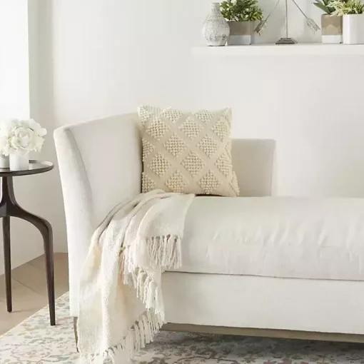Ivory Woven Diamond Pillow