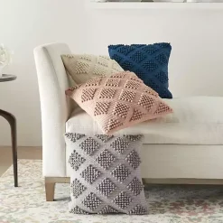 Ivory Woven Diamond Pillow